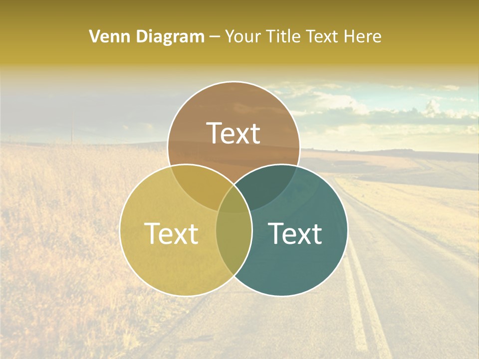 A Road Going Through A Field With A Cloudy Sky In The Background PowerPoint Template
