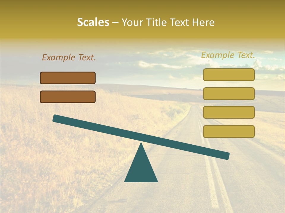 A Road Going Through A Field With A Cloudy Sky In The Background PowerPoint Template