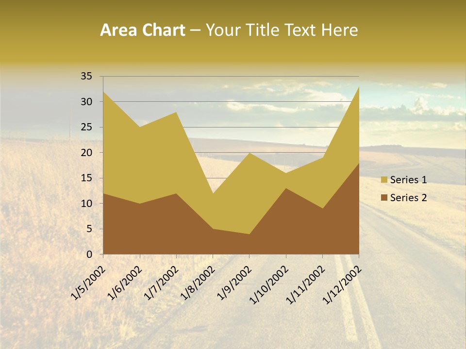 A Road Going Through A Field With A Cloudy Sky In The Background PowerPoint Template
