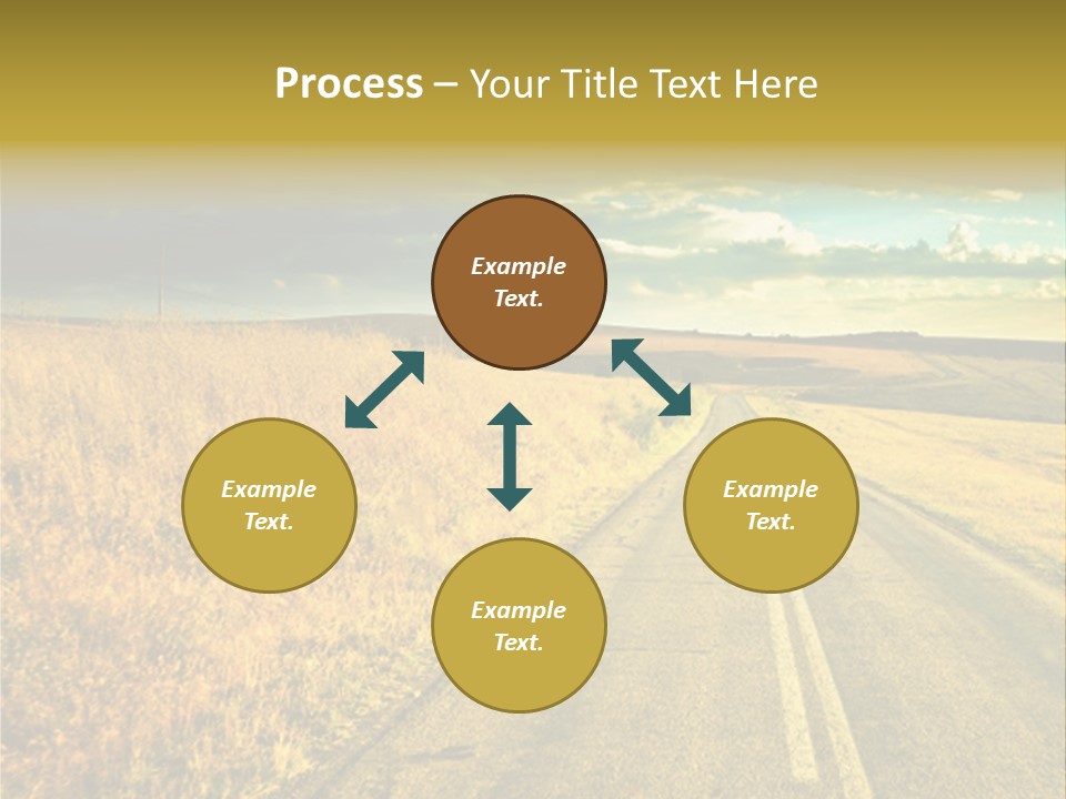 A Road Going Through A Field With A Cloudy Sky In The Background PowerPoint Template