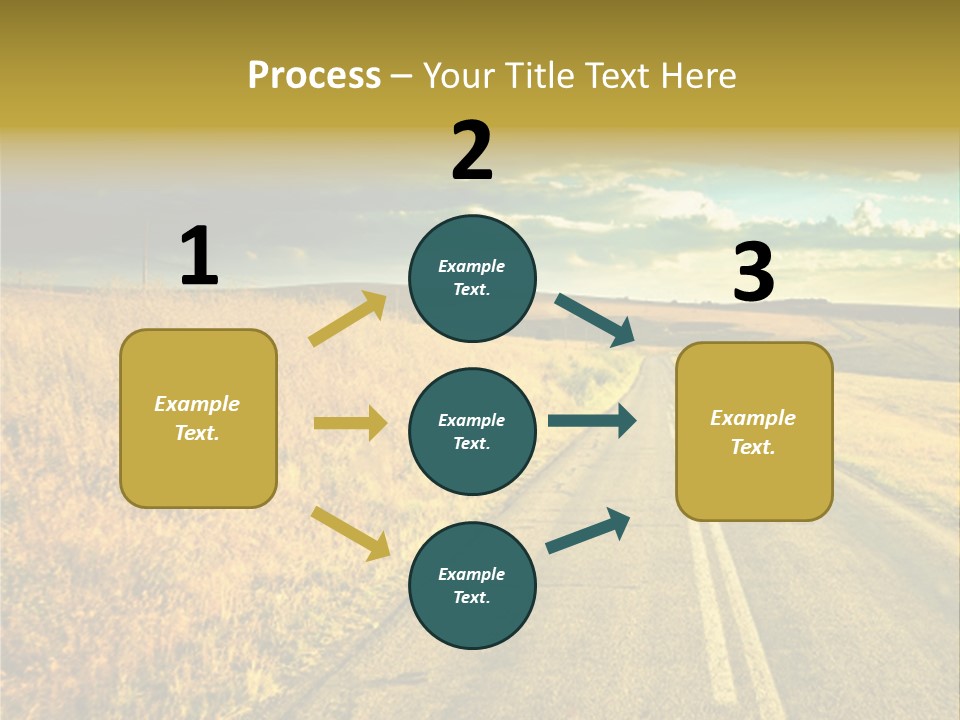 A Road Going Through A Field With A Cloudy Sky In The Background PowerPoint Template