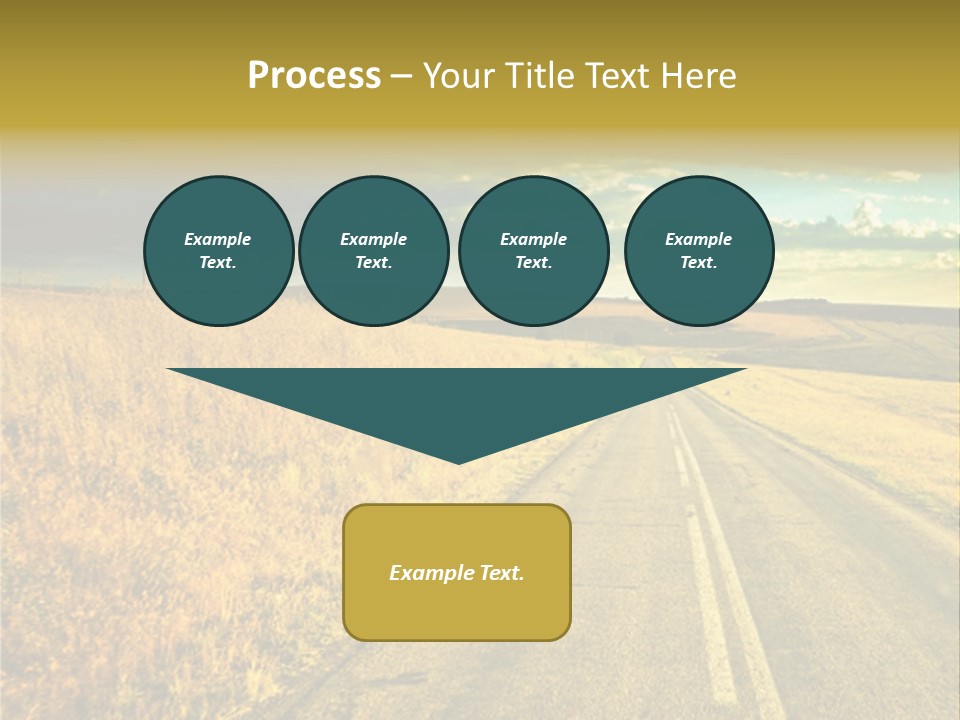 A Road Going Through A Field With A Cloudy Sky In The Background PowerPoint Template