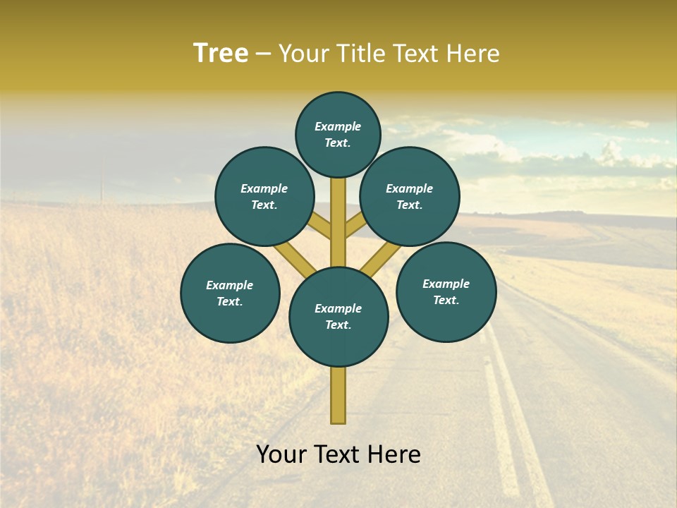 A Road Going Through A Field With A Cloudy Sky In The Background PowerPoint Template