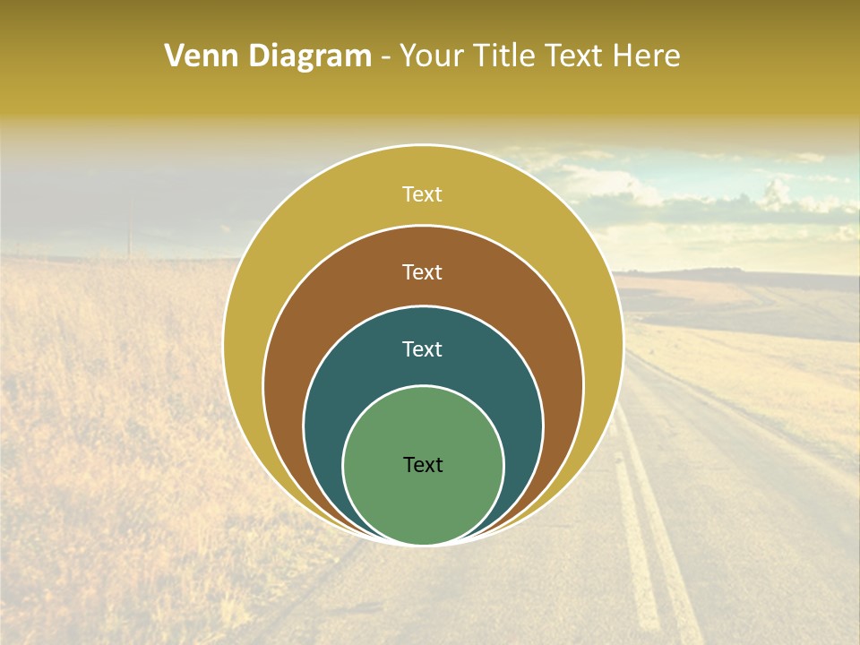 A Road Going Through A Field With A Cloudy Sky In The Background PowerPoint Template