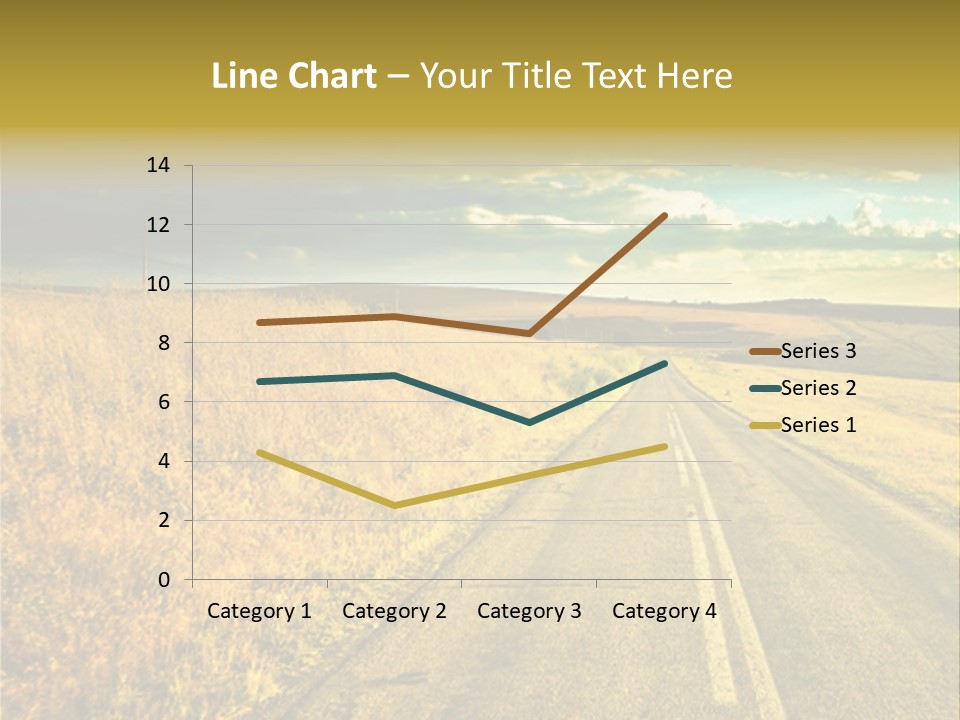 A Road Going Through A Field With A Cloudy Sky In The Background PowerPoint Template