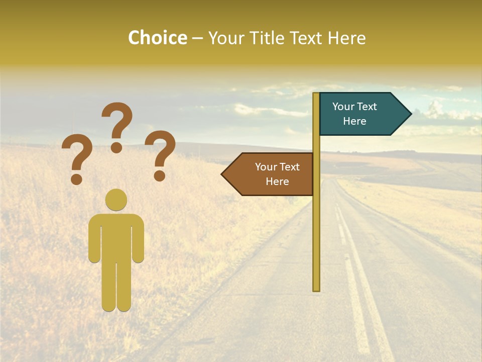 A Road Going Through A Field With A Cloudy Sky In The Background PowerPoint Template