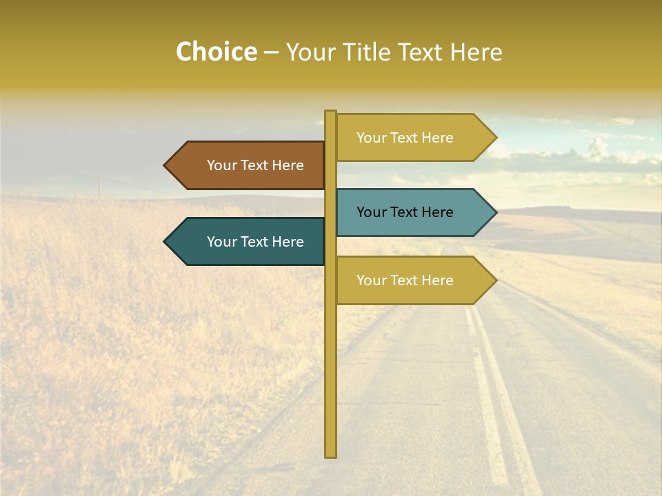 A Road Going Through A Field With A Cloudy Sky In The Background PowerPoint Template