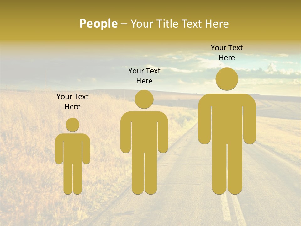 A Road Going Through A Field With A Cloudy Sky In The Background PowerPoint Template