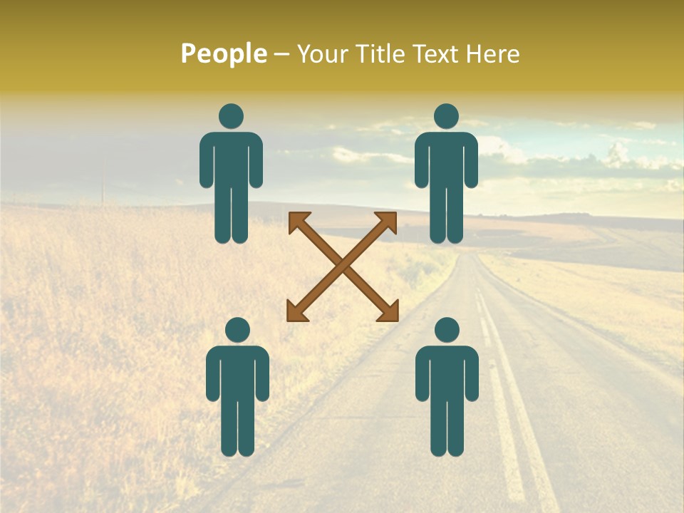 A Road Going Through A Field With A Cloudy Sky In The Background PowerPoint Template