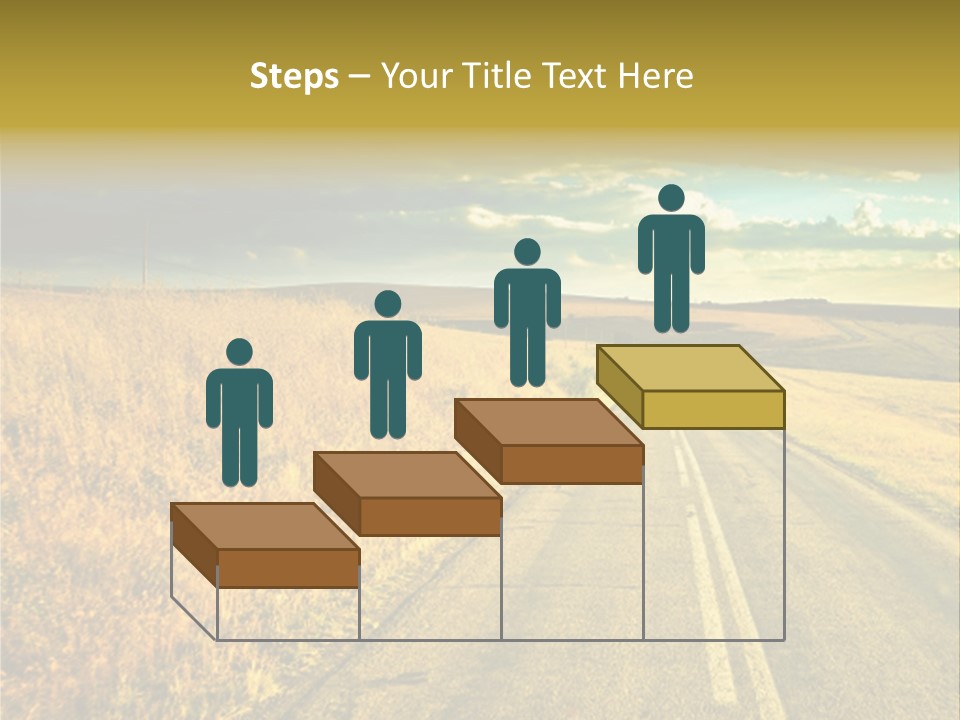 A Road Going Through A Field With A Cloudy Sky In The Background PowerPoint Template