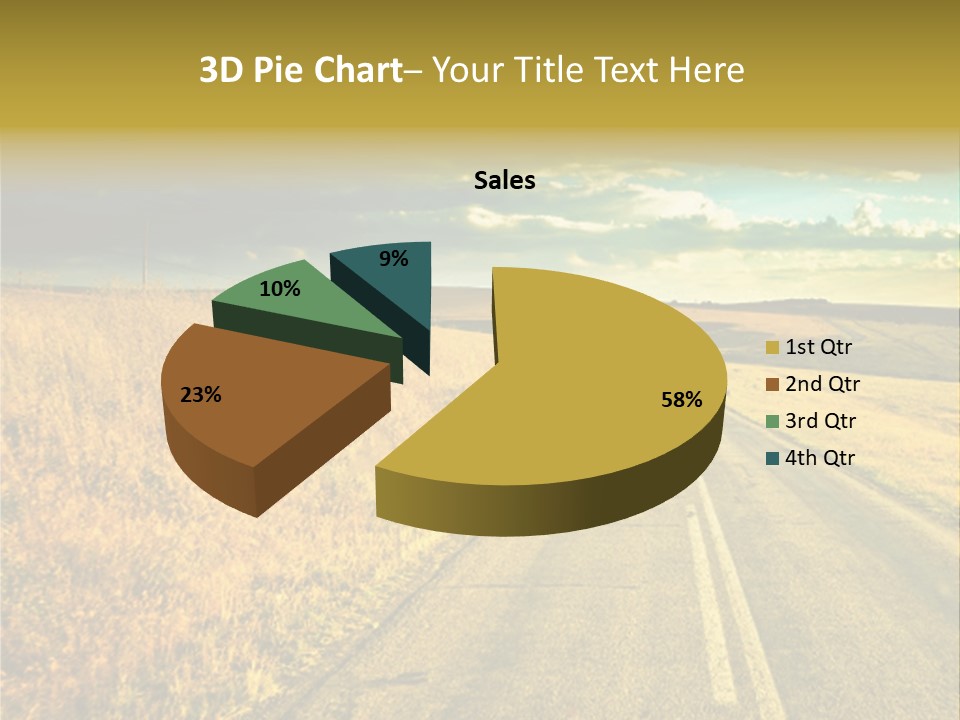 A Road Going Through A Field With A Cloudy Sky In The Background PowerPoint Template