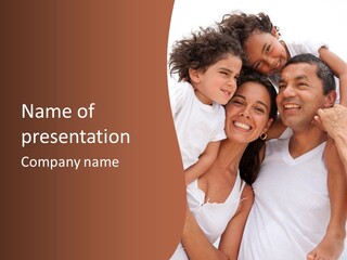 Beautiful Portrait Of A Happy Family Outdoors During Vacations PowerPoint Template