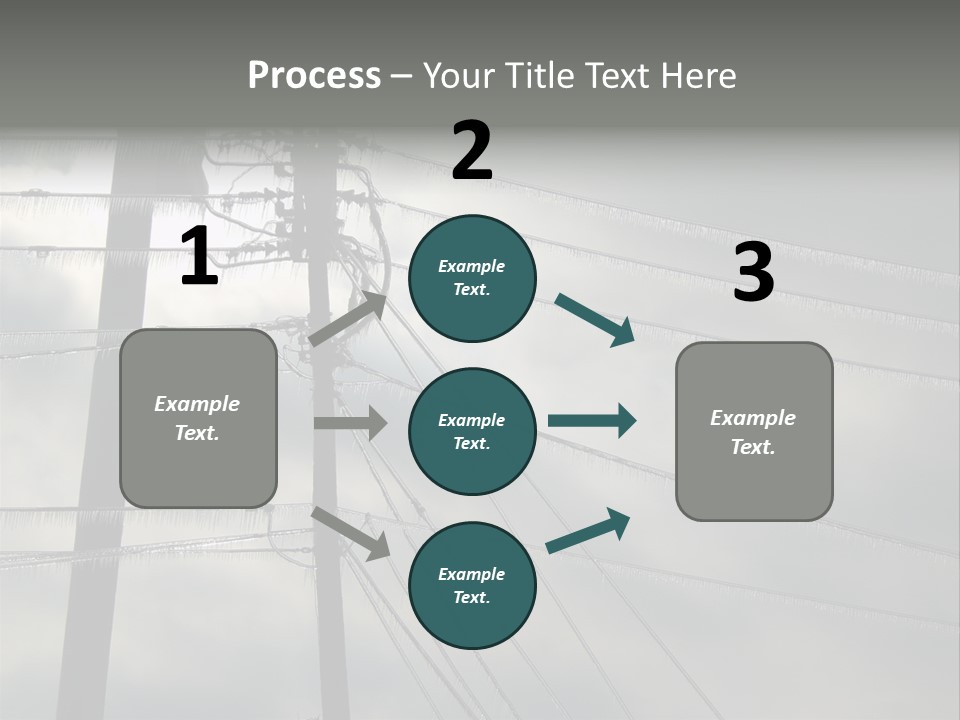 Frozen Power Lines Right After The Ice Storm Ended In Paducah. The Sun Is Making Its First Appearance Through The Mean Looking Clouds. PowerPoint Template