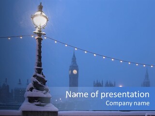 Big Ben In A Rare Snow Blizzard PowerPoint Template