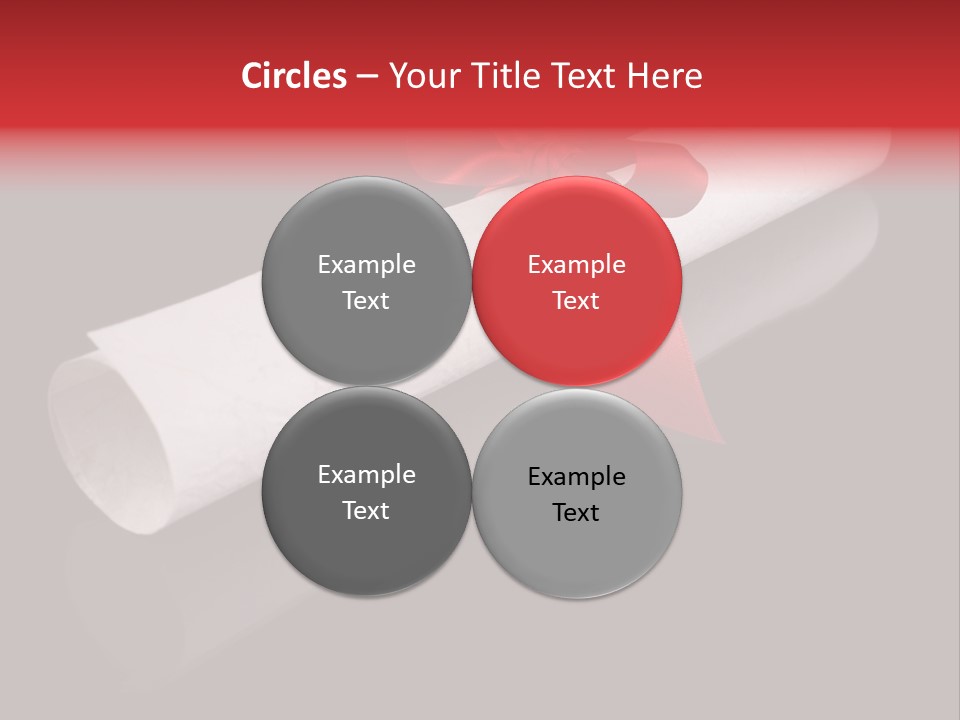 Diploma With A Red Silk Ribbon, Isolated On Black Background. PowerPoint Template