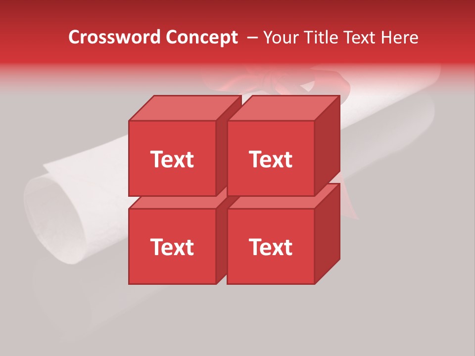 Diploma With A Red Silk Ribbon, Isolated On Black Background. PowerPoint Template