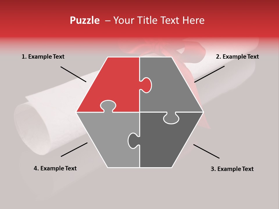 Diploma With A Red Silk Ribbon, Isolated On Black Background. PowerPoint Template