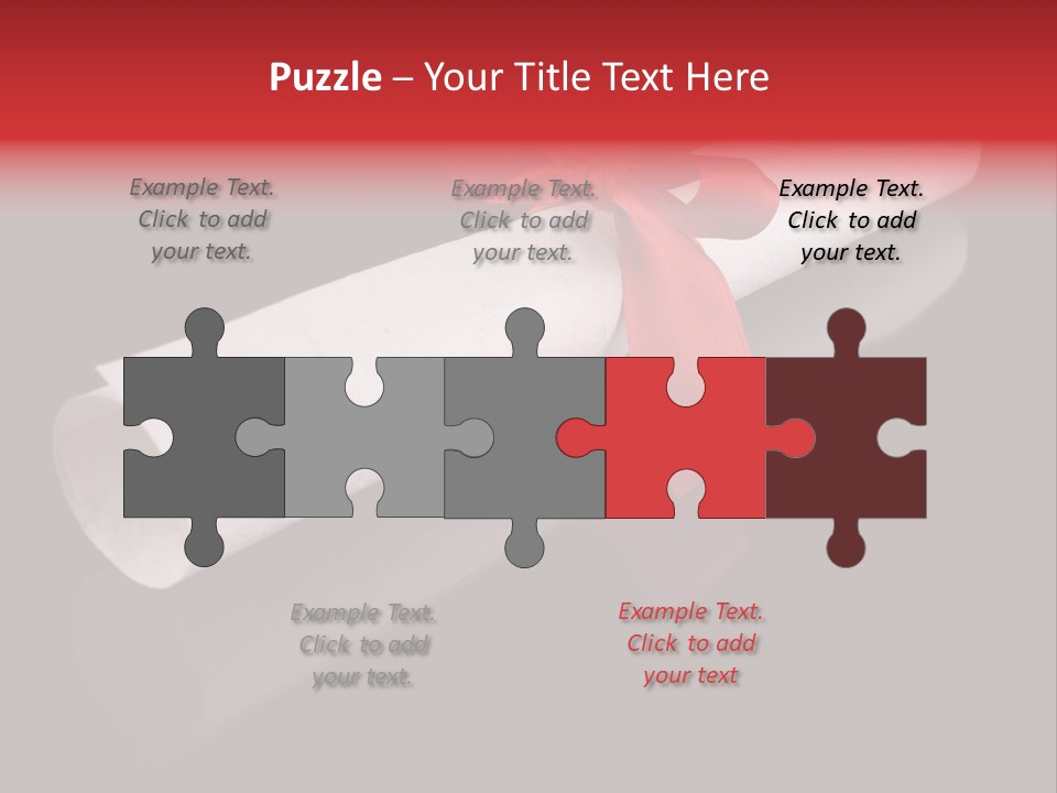 Diploma With A Red Silk Ribbon, Isolated On Black Background. PowerPoint Template