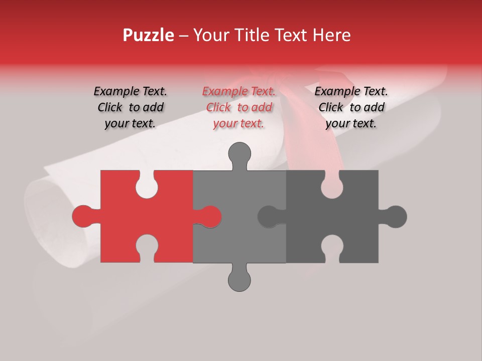 Diploma With A Red Silk Ribbon, Isolated On Black Background. PowerPoint Template