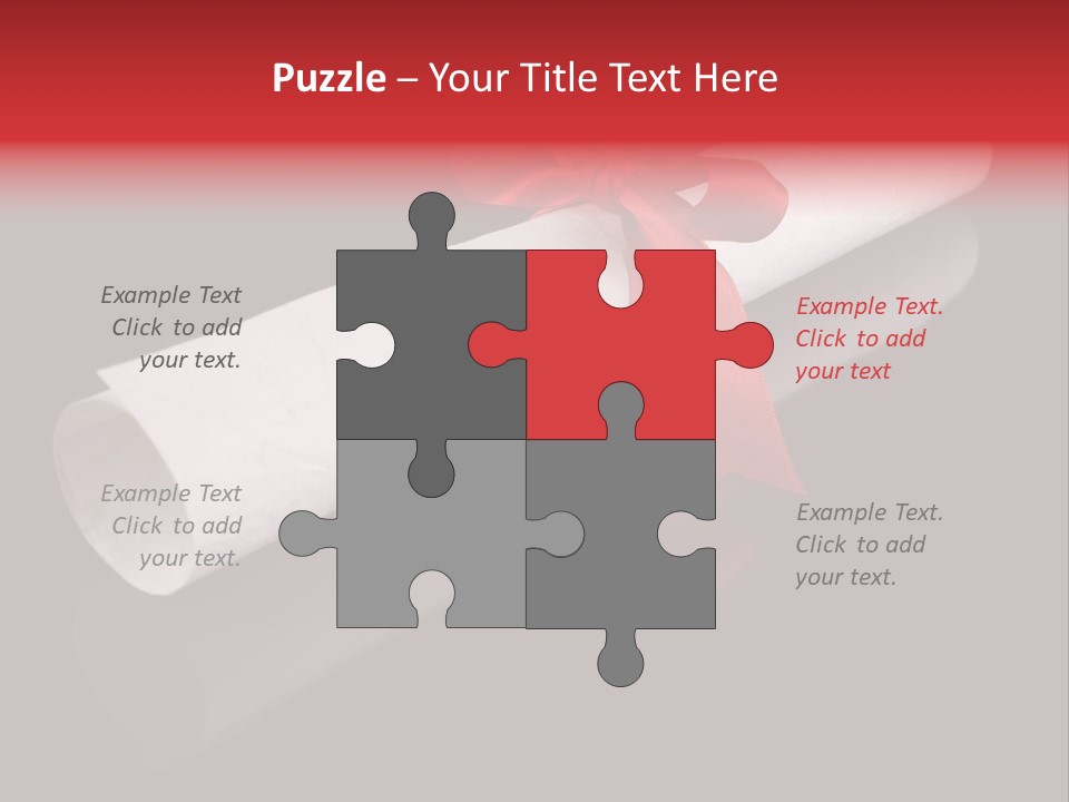 Diploma With A Red Silk Ribbon, Isolated On Black Background. PowerPoint Template