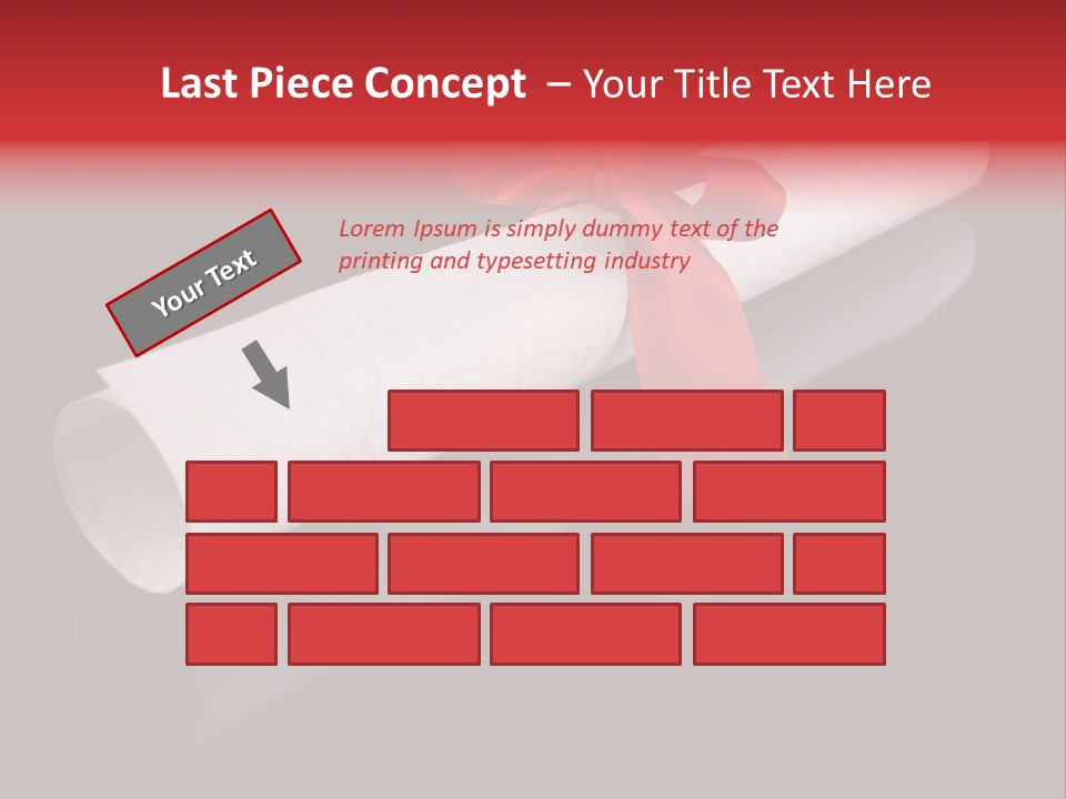 Diploma With A Red Silk Ribbon, Isolated On Black Background. PowerPoint Template