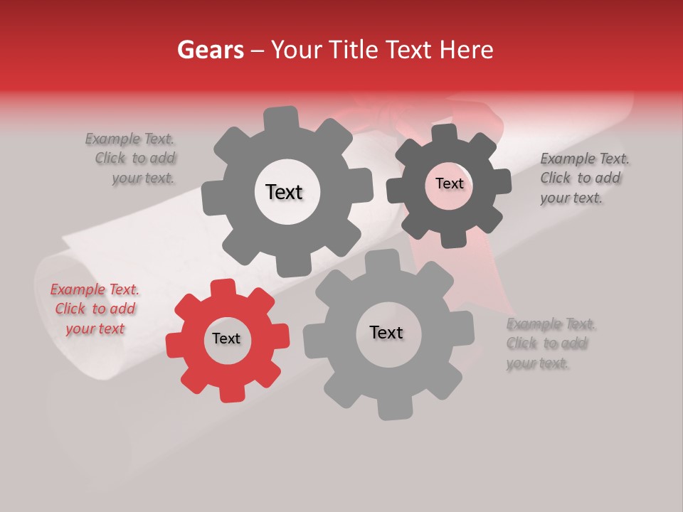 Diploma With A Red Silk Ribbon, Isolated On Black Background. PowerPoint Template