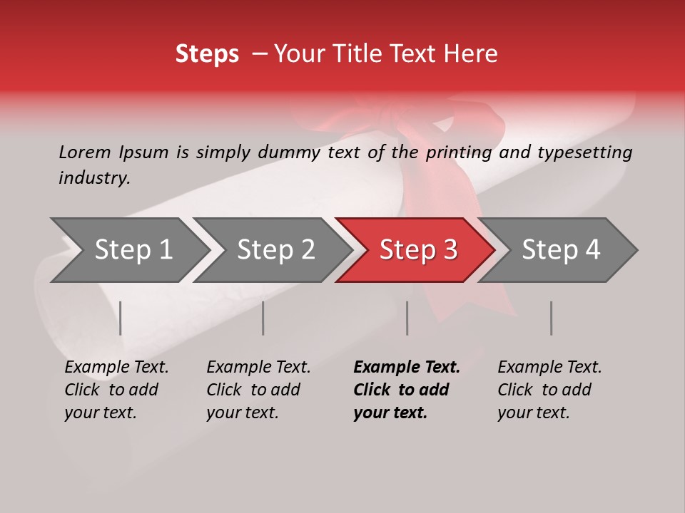 Diploma With A Red Silk Ribbon, Isolated On Black Background. PowerPoint Template