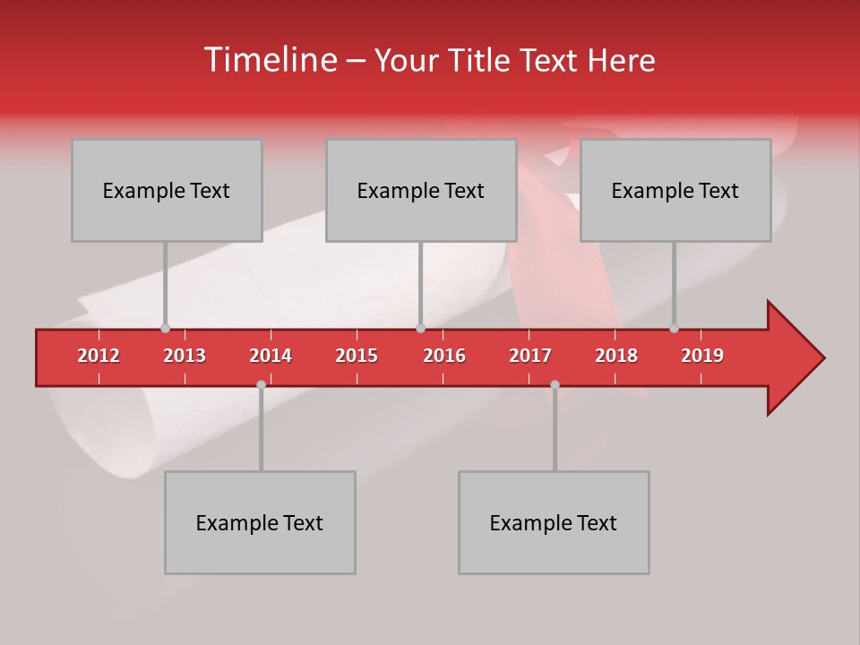 Diploma With A Red Silk Ribbon, Isolated On Black Background. PowerPoint Template