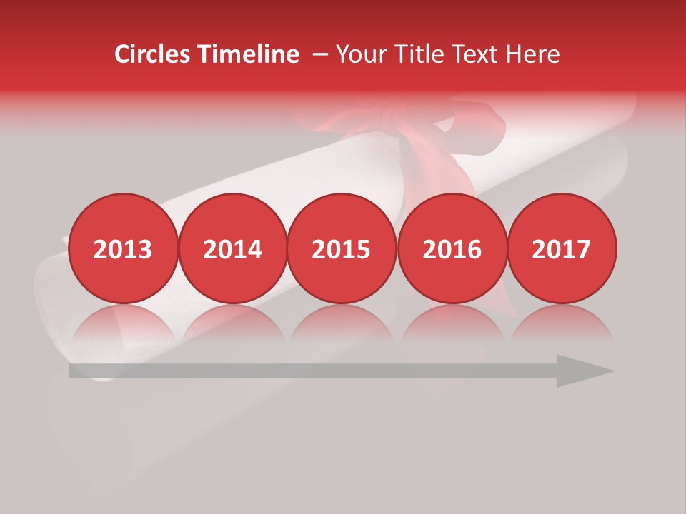 Diploma With A Red Silk Ribbon, Isolated On Black Background. PowerPoint Template