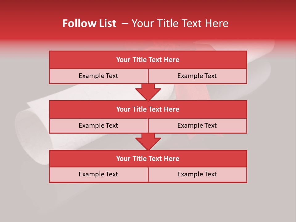 Diploma With A Red Silk Ribbon, Isolated On Black Background. PowerPoint Template