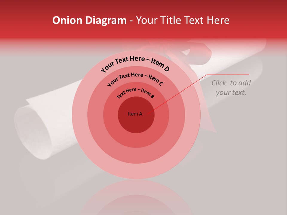 Diploma With A Red Silk Ribbon, Isolated On Black Background. PowerPoint Template