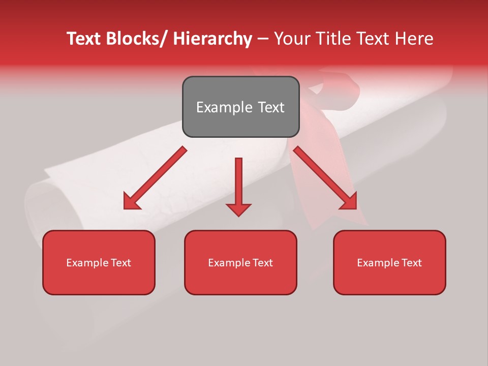 Diploma With A Red Silk Ribbon, Isolated On Black Background. PowerPoint Template