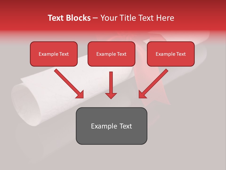 Diploma With A Red Silk Ribbon, Isolated On Black Background. PowerPoint Template