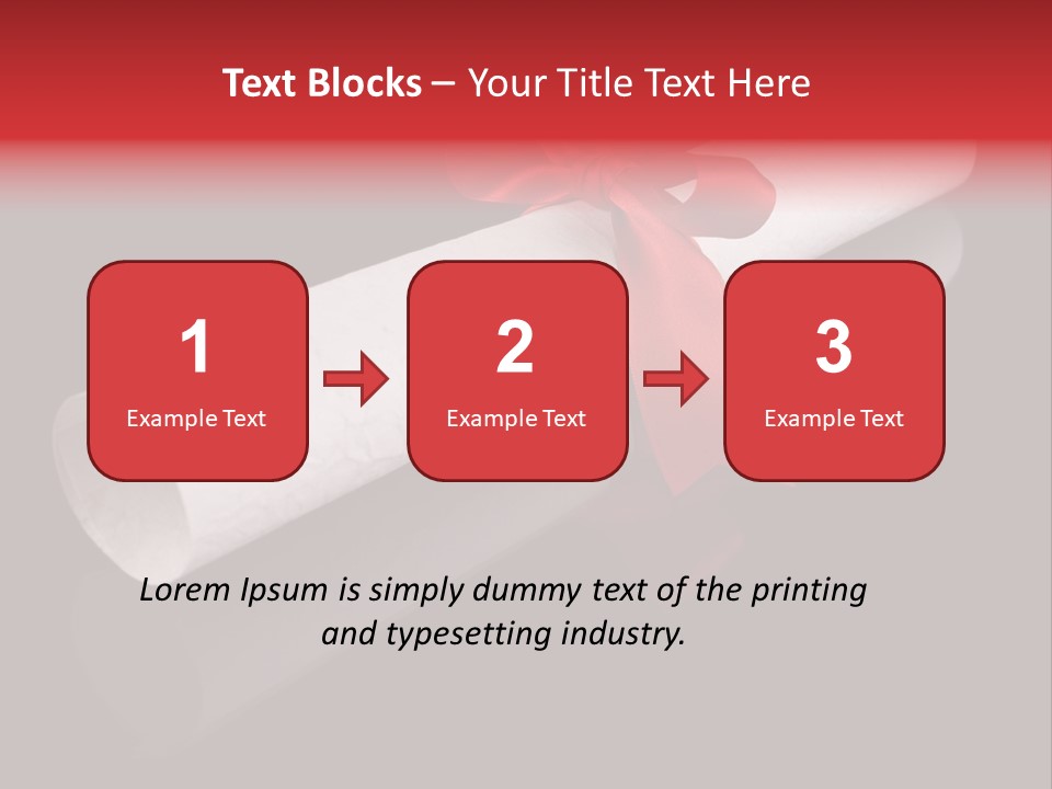 Diploma With A Red Silk Ribbon, Isolated On Black Background. PowerPoint Template