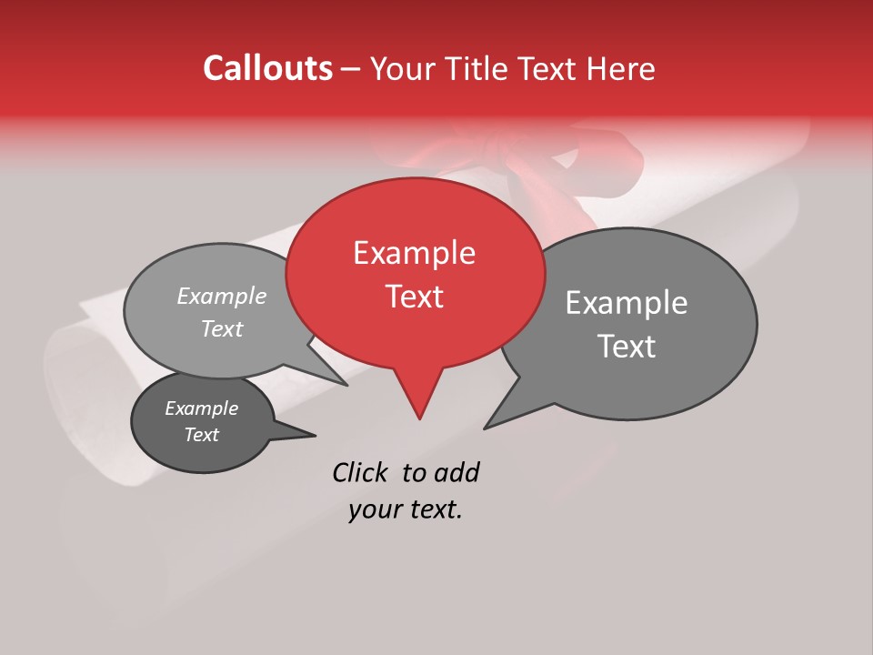 Diploma With A Red Silk Ribbon, Isolated On Black Background. PowerPoint Template