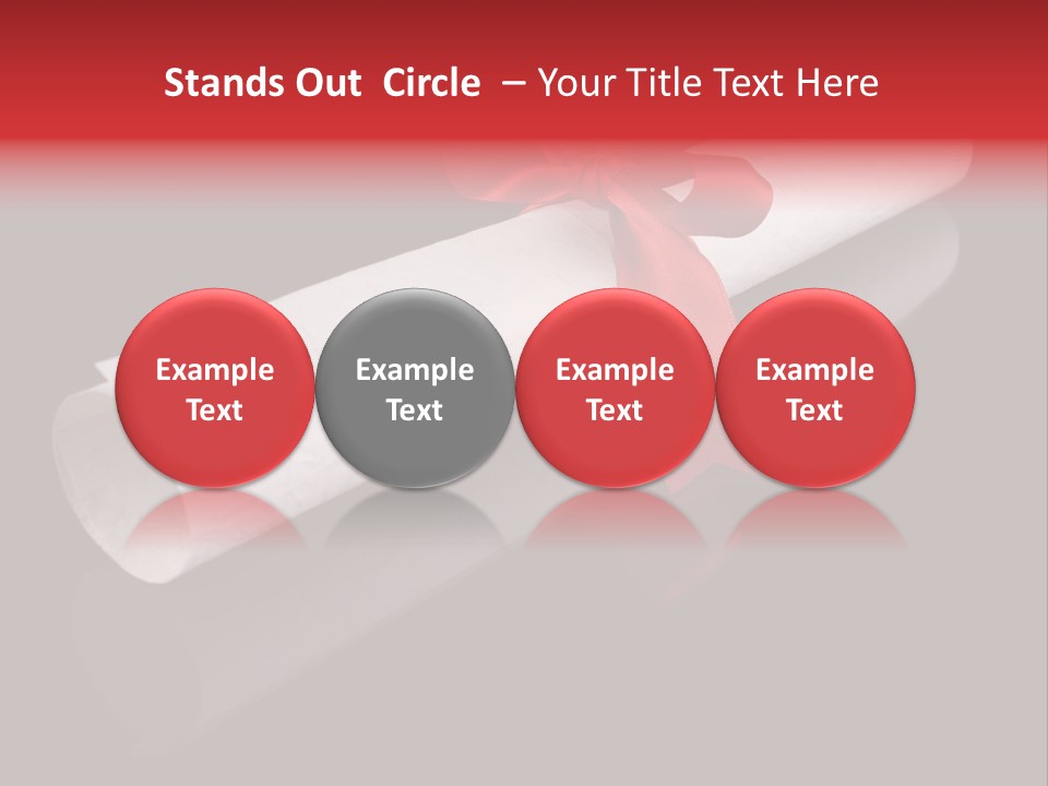 Diploma With A Red Silk Ribbon, Isolated On Black Background. PowerPoint Template