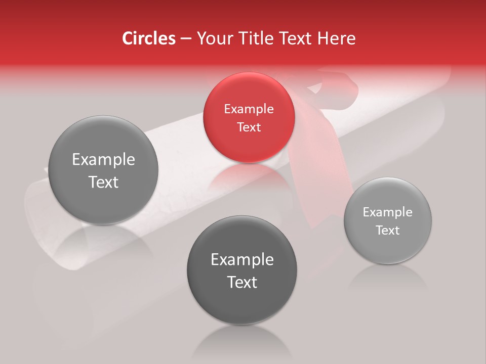 Diploma With A Red Silk Ribbon, Isolated On Black Background. PowerPoint Template