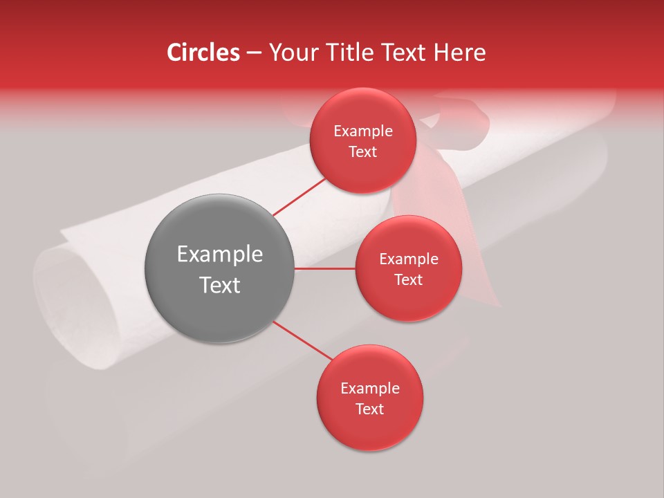 Diploma With A Red Silk Ribbon, Isolated On Black Background. PowerPoint Template