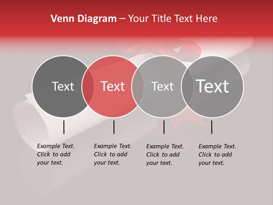 Diploma With A Red Silk Ribbon, Isolated On Black Background. PowerPoint Template