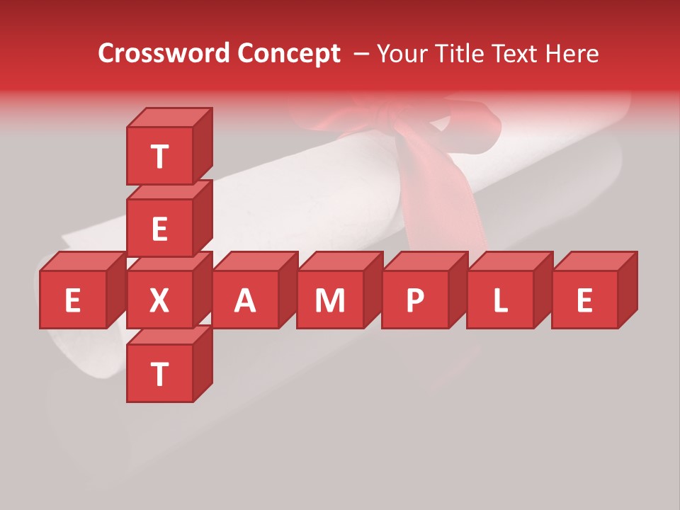 Diploma With A Red Silk Ribbon, Isolated On Black Background. PowerPoint Template