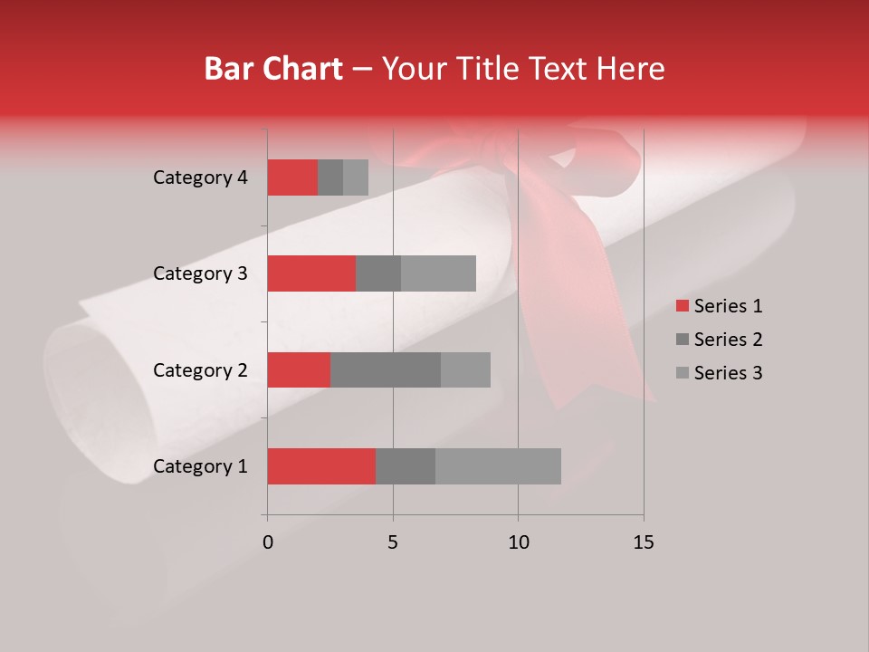 Diploma With A Red Silk Ribbon, Isolated On Black Background. PowerPoint Template