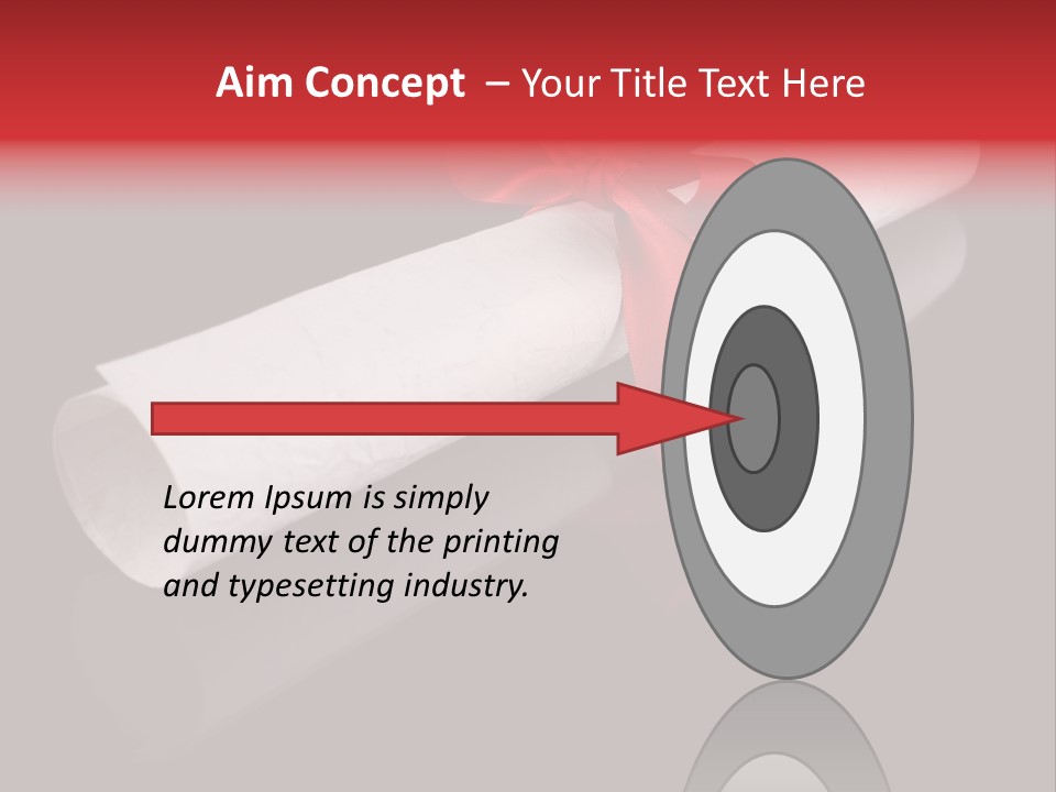 Diploma With A Red Silk Ribbon, Isolated On Black Background. PowerPoint Template