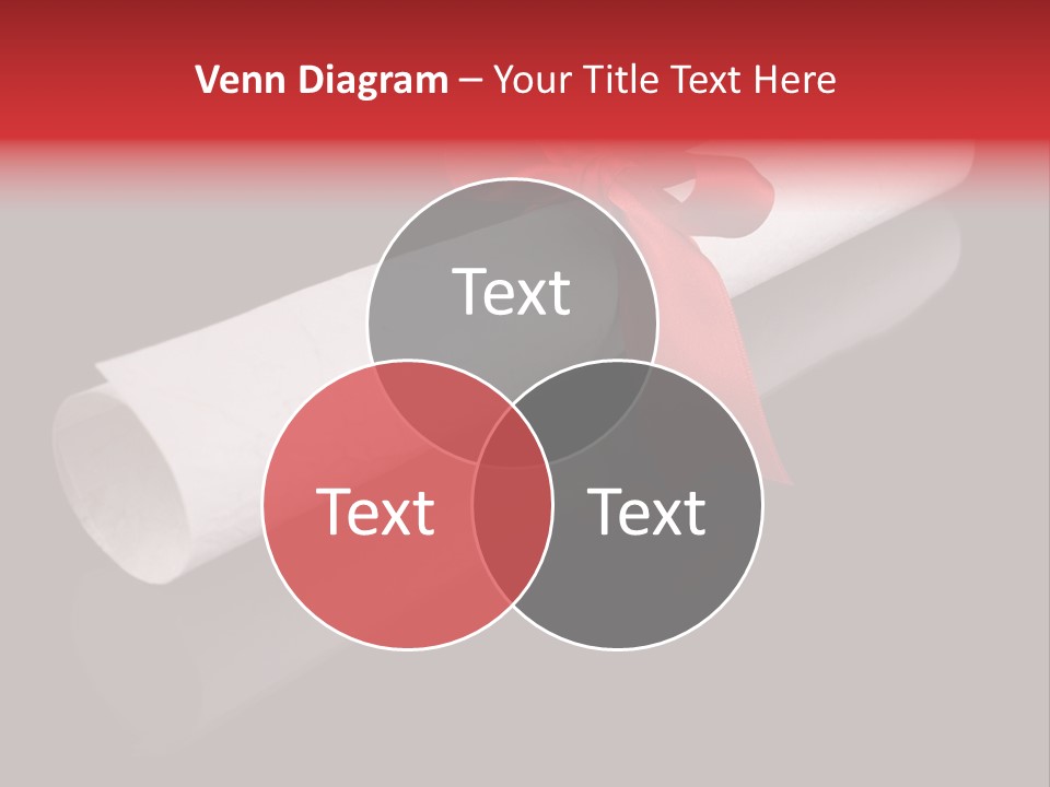 Diploma With A Red Silk Ribbon, Isolated On Black Background. PowerPoint Template