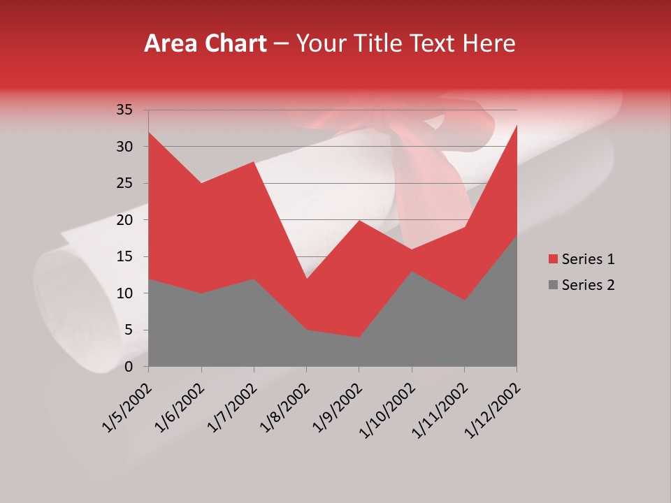 Diploma With A Red Silk Ribbon, Isolated On Black Background. PowerPoint Template