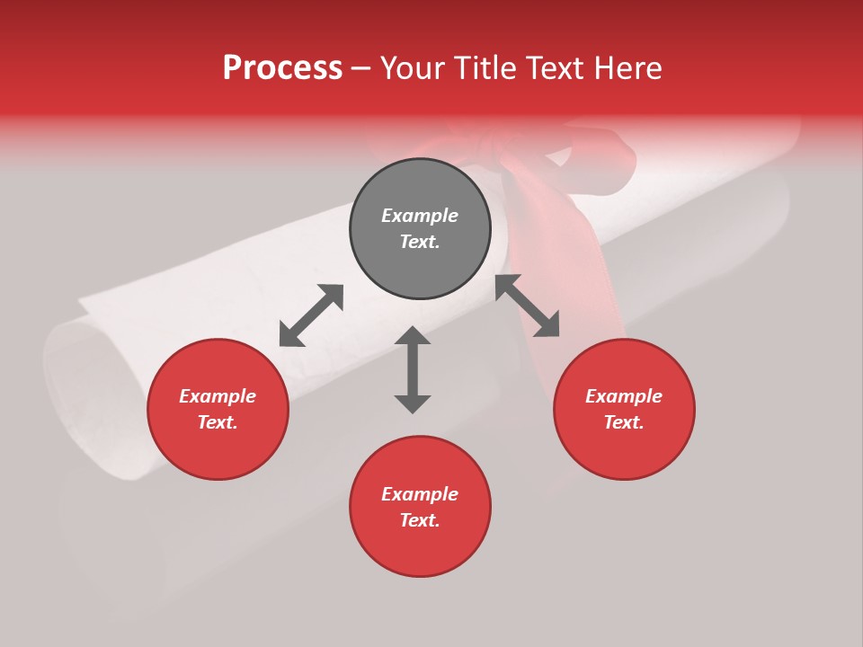 Diploma With A Red Silk Ribbon, Isolated On Black Background. PowerPoint Template