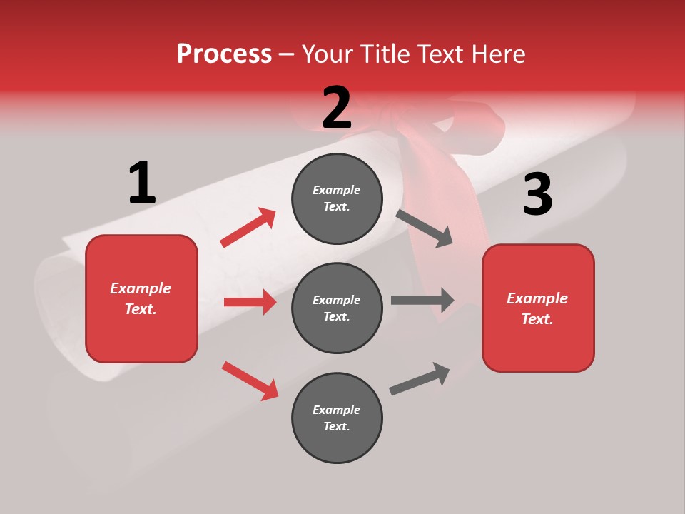 Diploma With A Red Silk Ribbon, Isolated On Black Background. PowerPoint Template