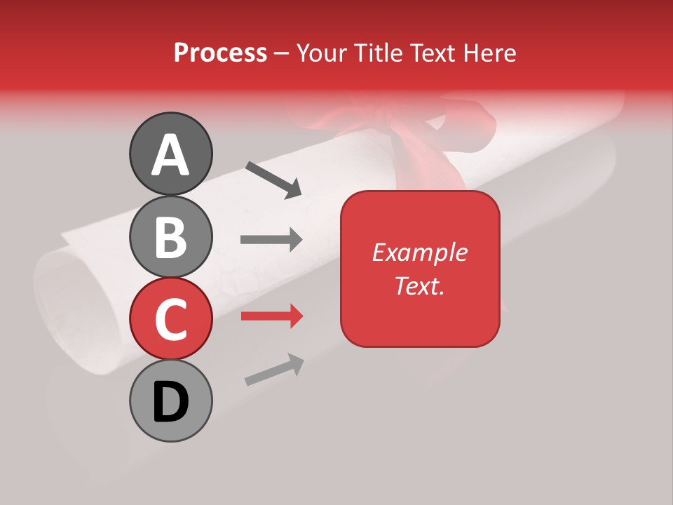 Diploma With A Red Silk Ribbon, Isolated On Black Background. PowerPoint Template