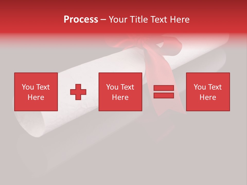 Diploma With A Red Silk Ribbon, Isolated On Black Background. PowerPoint Template