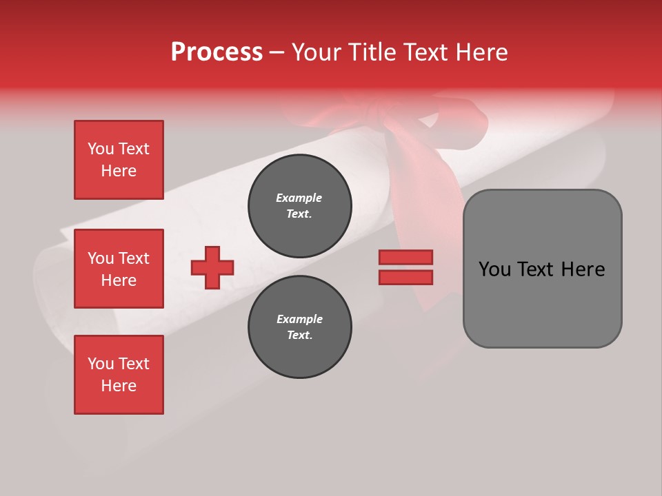 Diploma With A Red Silk Ribbon, Isolated On Black Background. PowerPoint Template