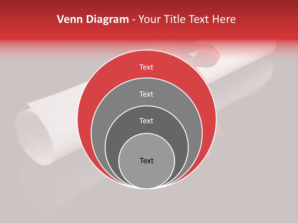 Diploma With A Red Silk Ribbon, Isolated On Black Background. PowerPoint Template